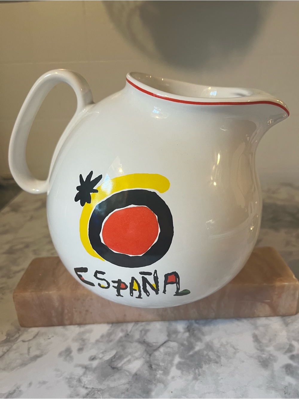 Waechtersbach Joan Miró "España" Ceramic Water Pitcher Spain 1980’s Sun of Miró
